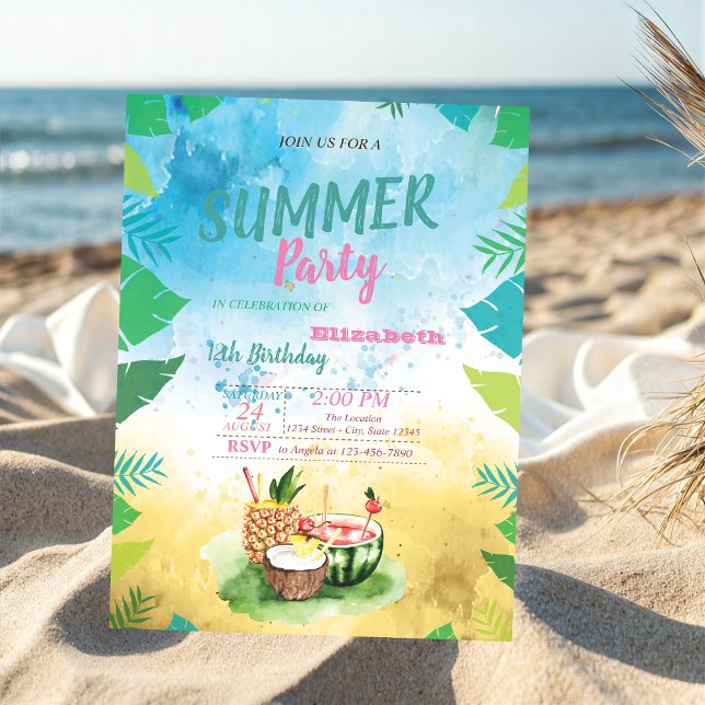 Invitación Frutas tropicales, Palm deja fiesta de cumpleaños  (Subido por el creador)
