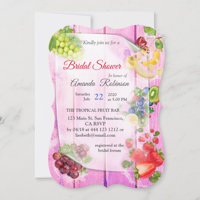 Invitación Frutas tropicales para el agua de la boca (Anverso)