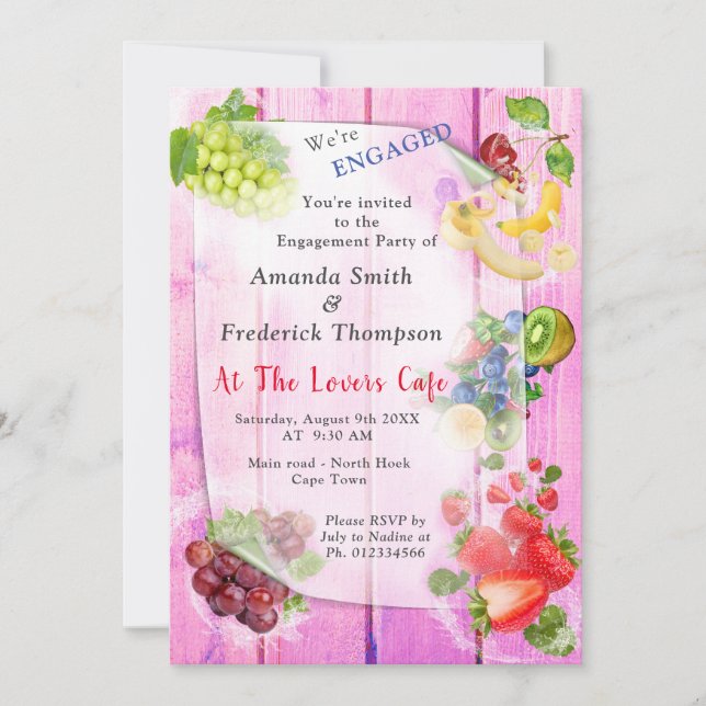 Invitación Frutas tropicales para el agua de la boca (Anverso)