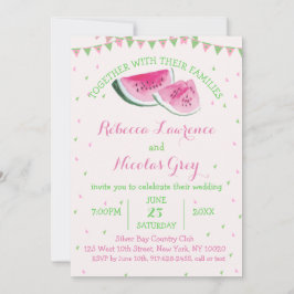 Invitación Frutas tropicales sandía Boda acuarela rosa