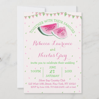 Invitación Frutas tropicales sandía Boda acuarela rosa