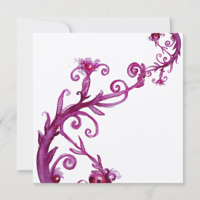 Invitación FRUTILLAS MÁGICAS, dorado metálico blanco morado (Anverso)