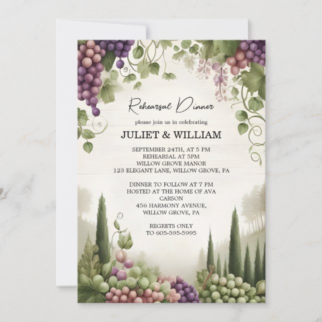 Invitación Fruto de madera rural Ensayo de viña de marfil Cen (Anverso)