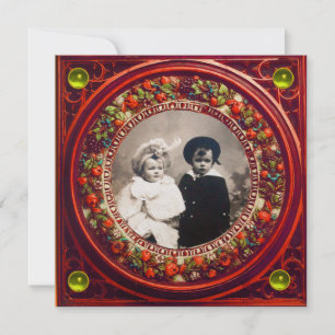 INVITACIÓN FRUTOS DE RENACIMIENTO DE FLORENTINA DAMASCA ROJO