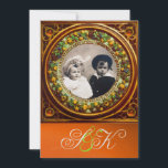 INVITACIÓN FRUTOS DE RENACIMIENTO DE FLORENTINA DAMASK MONOGR<br><div class="desc">Elegante, clásico, vibrante arte renacentista, obra maestra de Bottega della Robbia ( Florencia - Italia ). Diseño de plantillas de fotos única y elegante en naranja, amarillo dorado, negro, verde con una brillante piedra de gema 3D fácilmente personalizable con tu texto e iniciales Diseño artístico y fresco, fácil de personalizar...</div>