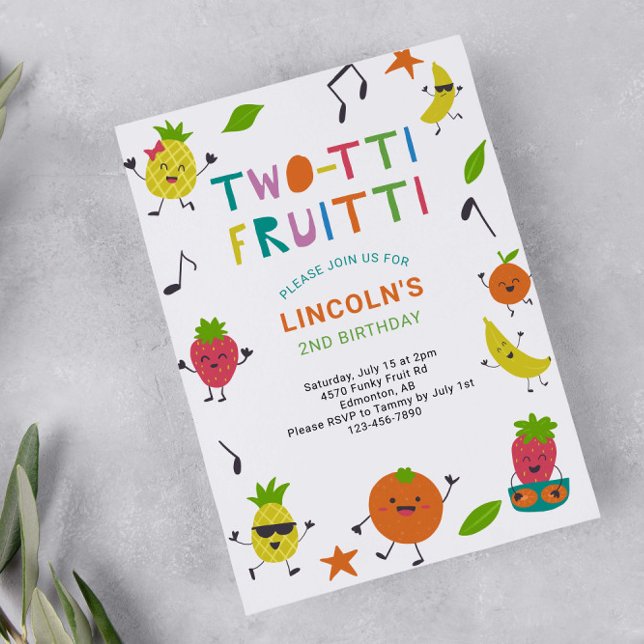 Invitación Frutos Tutti 2º cumpleaños, frutas de verano delic (Subido por el creador)