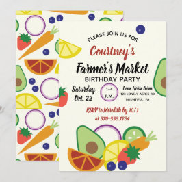 Invitación Frutos y verduras de la fiesta de cumpleaños en el