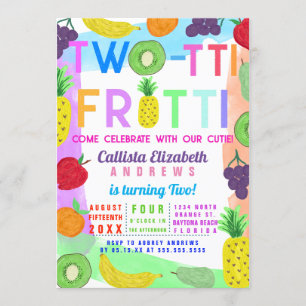 Invitación Frutti Colorido Fruta Pintada Segundo Cumpleaños