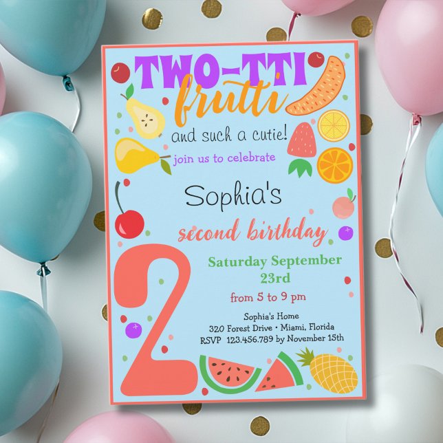 Invitación Frutti de dos tetas, cumpleaños de los niños (Subido por el creador)