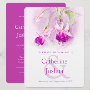 Invitación Fuchsia acuarela boda de arte púrpura rosa