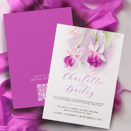 Invitación Fuchsia acuarela boda de arte rosa profundo