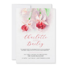 Fuchsia acuarela boda de arte rosa rojo