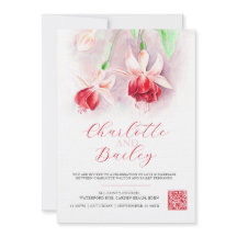 Fuchsia acuarela boda de arte rosa rojo