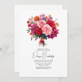 Invitación Fuchsia, Blush & Coral Bright Floral Bridal Shower