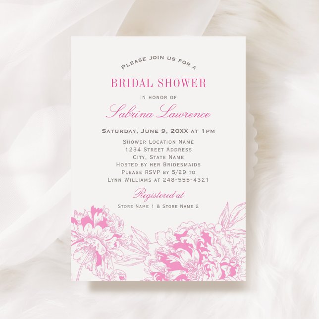 Invitación Fuchsia Boda de novias con flores rosas (Subido por el creador)