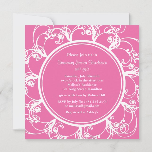 Invitación Fuchsia Fancy Floral Bridal Shower (Anverso)