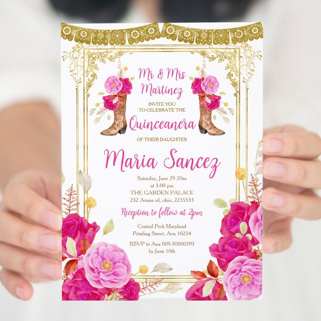Invitación Fuchsia Flores Quinceañera 15 Anos Cumpleaños (Subido por el creador)