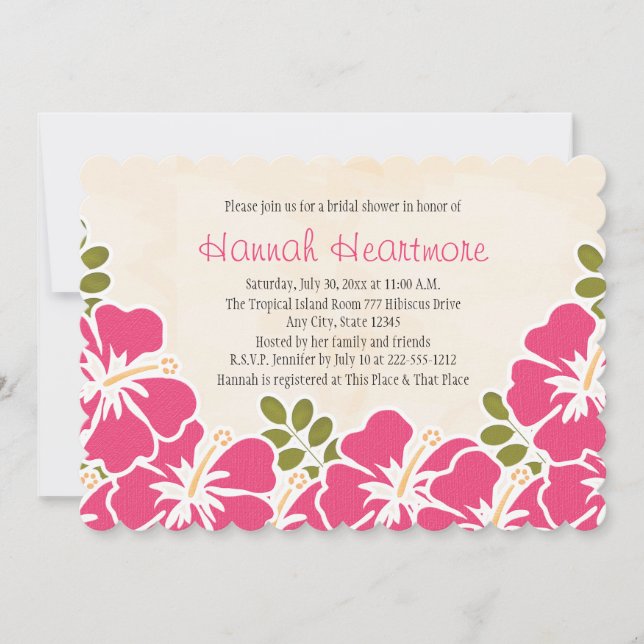 Invitación Fuchsia Hibiscus Hawaii (Anverso)