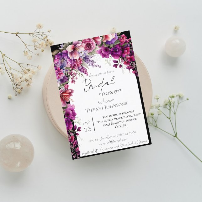 Invitación Fuchsia Lavender Floral Arch Bridal Shower (Subido por el creador)