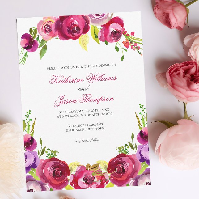 Invitación Fuchsia Moda floral rosa Primavera Boda Jardín (Subido por el creador)