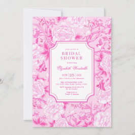 Invitación Fuchsia Pink Chinoiserie Floral Bridal Shower