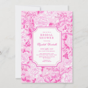 Invitación Fuchsia Pink Chinoiserie Floral Bridal Shower