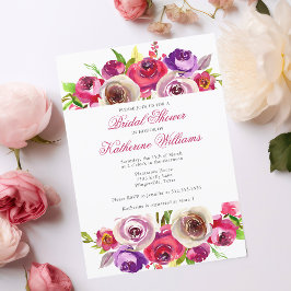 Invitación Fuchsia Pink Floral Garden Afternoon Shower
