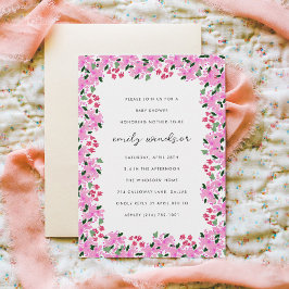 Invitación Fuchsia Pink Watercolor Floral Garden Baby Shower
