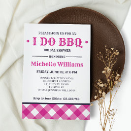 Invitación Fuchsia Plaid | Rústica Hago BBQ Bridal Shower