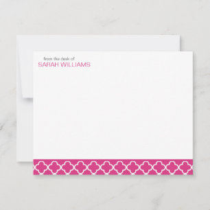 Invitación Fuchsia Quatrefoil Pattern Gracias Notas