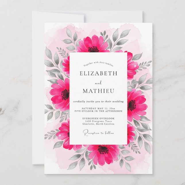 Invitación Fuchsia Radiant Spring Wedding (Anverso)