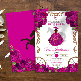 Invitación Fuchsia Rosa Rosa Rosa Occidental Charro Quince Añ