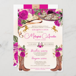 Invitación Fuchsia Rosas de rosa caliente Charro Occidental Q