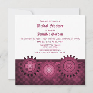 Invitación Fuchsia Steampunk Gears Bridal Shower