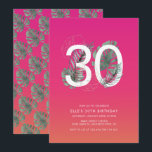 Invitación Fuchsia Tropical Moderna 30 cumpleaños<br><div class="desc">Esta divertida y moderna invitación para cumplir treinta años tiene un fondo tropical rosa y naranja de puesta de sol, hojas tropicales acuáticas que se envuelven alrededor de 30 y un texto simple. La parte posterior presenta un fondo de puesta de sol y un patrón de hojas de monastera tropical...</div>
