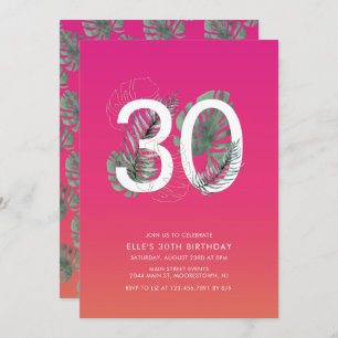 Invitación Fuchsia Tropical Moderna 30 cumpleaños
