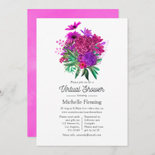 Invitación Fuchsia y Shabby púrpura en la ducha virtual flora