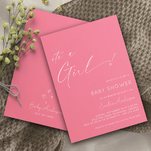 Invitación Fucsia brillante   Corazón lindo Es un Baby Shower