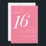 Invitación Fucsia brillante | Cute Cerise Bright Sweet 16 Cum<br><div class="desc">Invitaciones a fiestas de 16 años de Girly con acentos de guión. Sencillo,  informal y bonito. Color rosa cálido brillante con fuente blanca.</div>