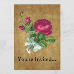 Invitación Fucsia del vintage subió