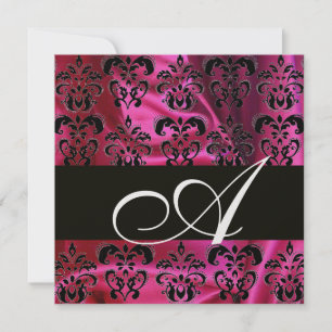 Invitación FUCsia  SEDa DE SEDA DAMASCO MONOGRAMA NEGRO , Hie