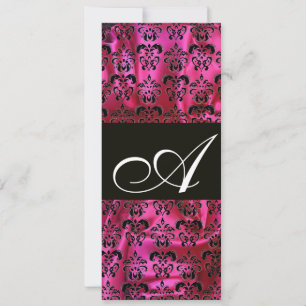 Invitación FUCsia  TELA DE DAMASCO DE SEDA NEGRA MONOGRAMA ,B