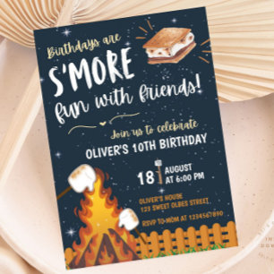 Invitación Fuego de campamento divertido con malvaviscos y am