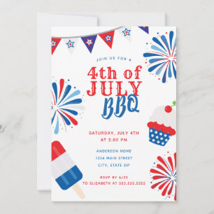 Invitación Fuego de fuego 4 de julio BBQ