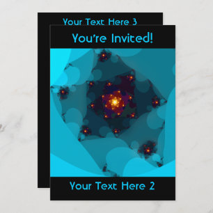 Invitación Fuego De Hielo. Arte fractal azul.