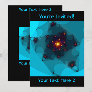 Invitación Fuego De Hielo. Arte fractal azul.