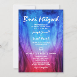 Invitación Fuego Hielo Azul Rojo | Estrella de David Bar Mit