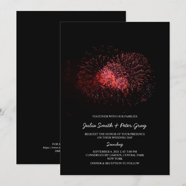 Invitación Fuego rojo en el Boda del cielo (Anverso / Reverso)