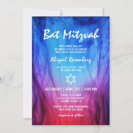 Invitación Fuego y Hielo Azul Rojo | Estrella de David Bat Mi