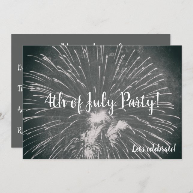 Invitación Fuegos artificiales 4 de julio (Anverso / Reverso)